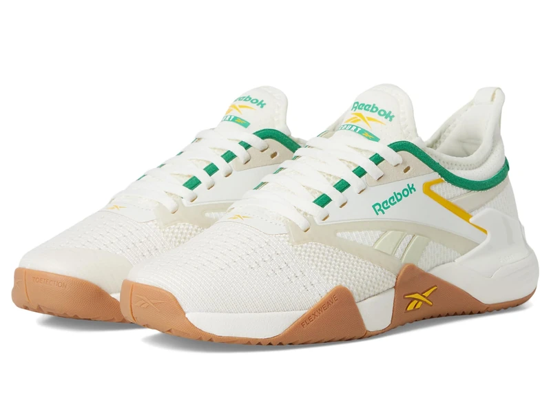 Reebok Nano Court Tennis, Pickleball Shoes for Women Sneaker, Chalk/Alabaster/Upgrade Green, 4.5 UK