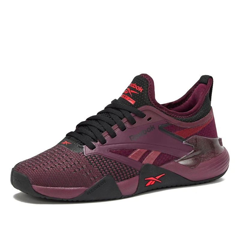 Reebok Women's Nano Court Sneaker, Black Cherry/Black/Retro Red, 5 UK