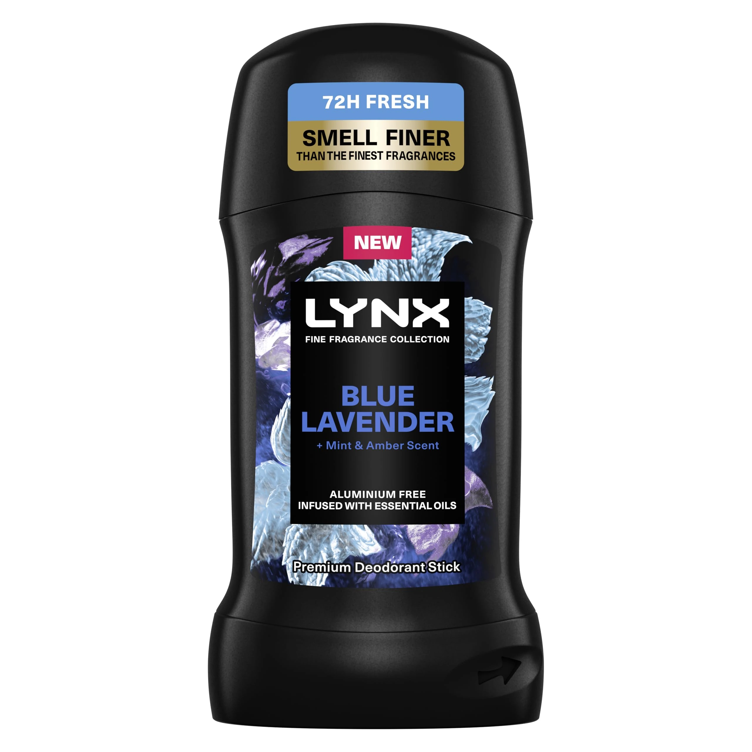 Lynx Fine Fragrance Collection Blue Lavender Premium Deodorant Stick for 72 hour odour protection, infused with lavender, mint & amber essential oils 50 ml