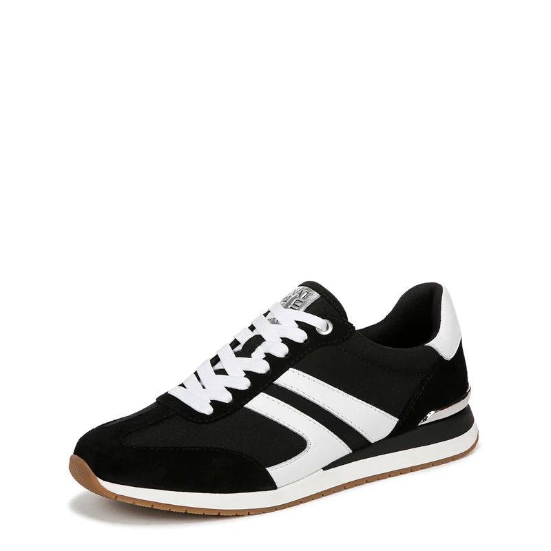 Naturalizer Women's Lorena Lace Up Trainers, Wide Fit, Black/White, UK 6.5