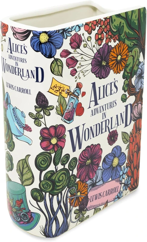 STEEL MILL AND CO. Alice in Wonderland Book Shaped Ceramic Vase - Image 1