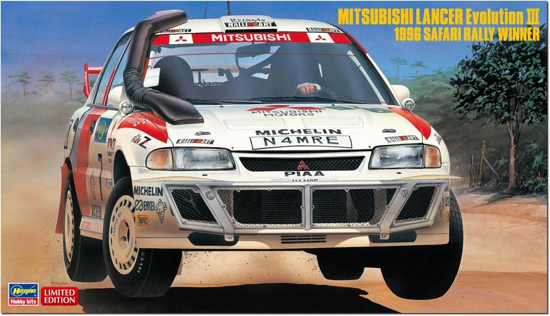 ハセガワ Hasegawa - 1/24 Mitsubishi Lancer EVO III, 1996 Safari Rally - Plastic Model Making - Scale: 1:24