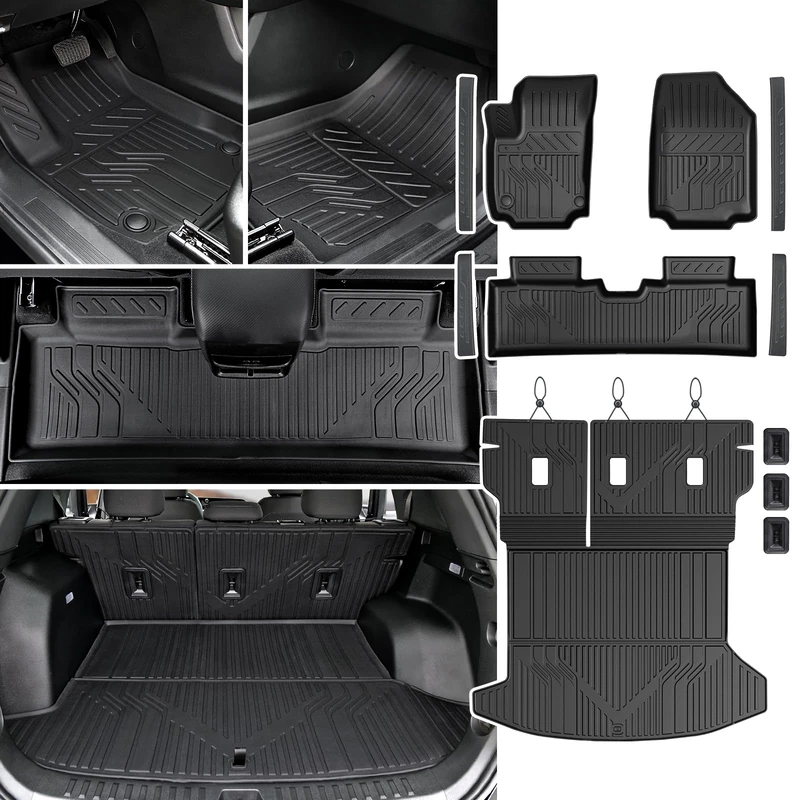 JOULARISE Floor Mats Set Cargo Mat for 2025 Chevrolet Chevy Equinox/GMC Terrain Car Accessories(Not for EV), All Weather TPE Trunk Cargo Liner and Door Sill Protectors for LT RS ACTIV(Floor Mat Set)