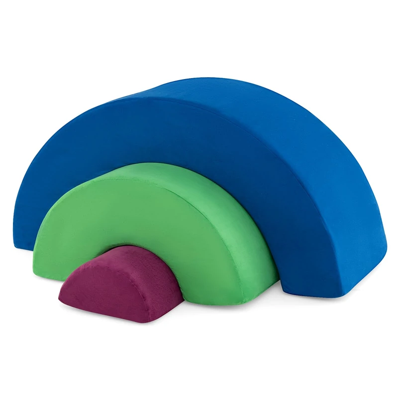 GYMAX Baby Climbing Toys, 3 Pieces Soft Play Equipment Activity Play Set, Rainbow Foam Blocks Crawling Tunnel for Toddlers Kids, Educational Play (Blue+Green+Purple)
