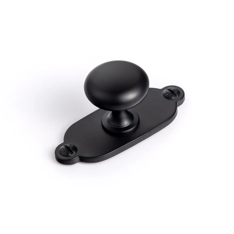 Goo-Ki Black Zinc Alloy Cabinet Knob with Backplate - Single Hole Center Cabinet Pull Hardware for Bedroom, Kitchen, 12 Pack（8611-G013）
