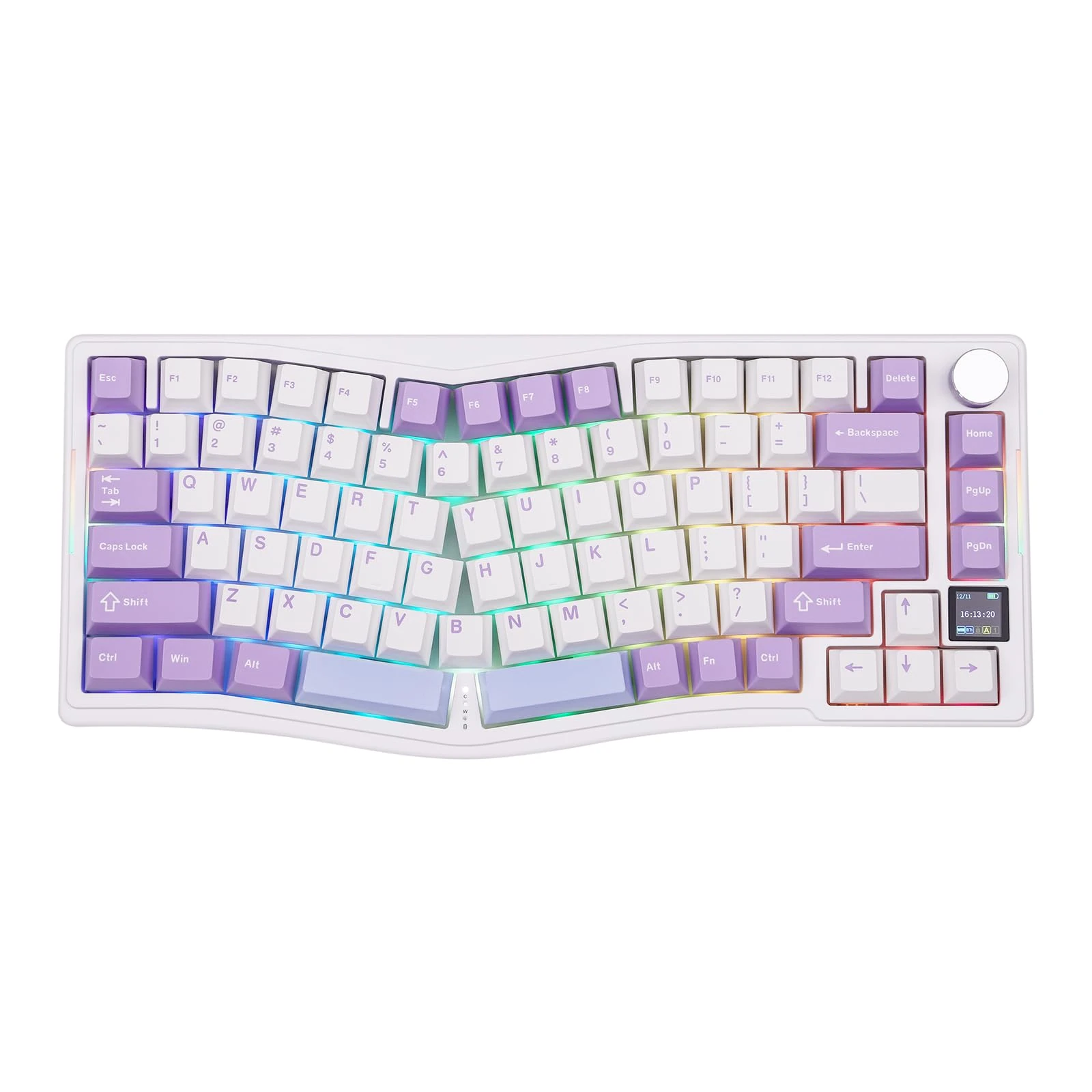 MechLands AKS075 Wireless Gaming Keyboard, Hot-Swappable Gasket Mechanical 75% Alice Keyboard with 0.85’ TFT Screen, BT5.1/2.4GHz/USB-C, 5000mAh Battery (White, Gift Switch)