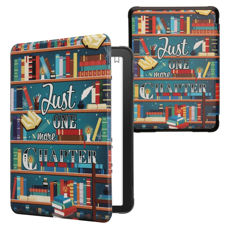 kwmobile Case Compatible with Amazon Kindle Paperwhite (2024)/Colorsoft Case - eReader Cover - Library Motto Multicolor