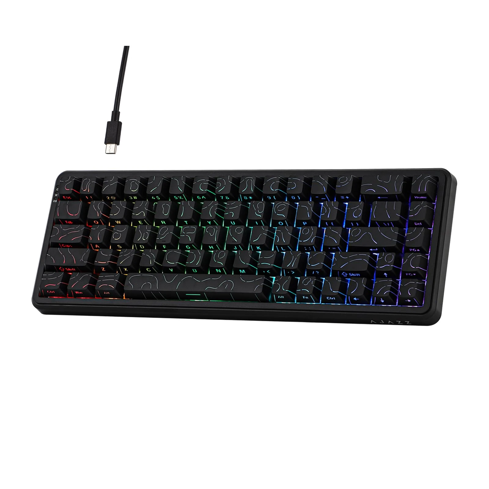 MechLands AK680 MAX Wired Gaming Keyboard with Hall Effect Switch, Rapid Trigger Magnetic Keyboard with 8K Polling Rate, Top Structure, RGB Backlight, QWERTY (Black Contour Line)