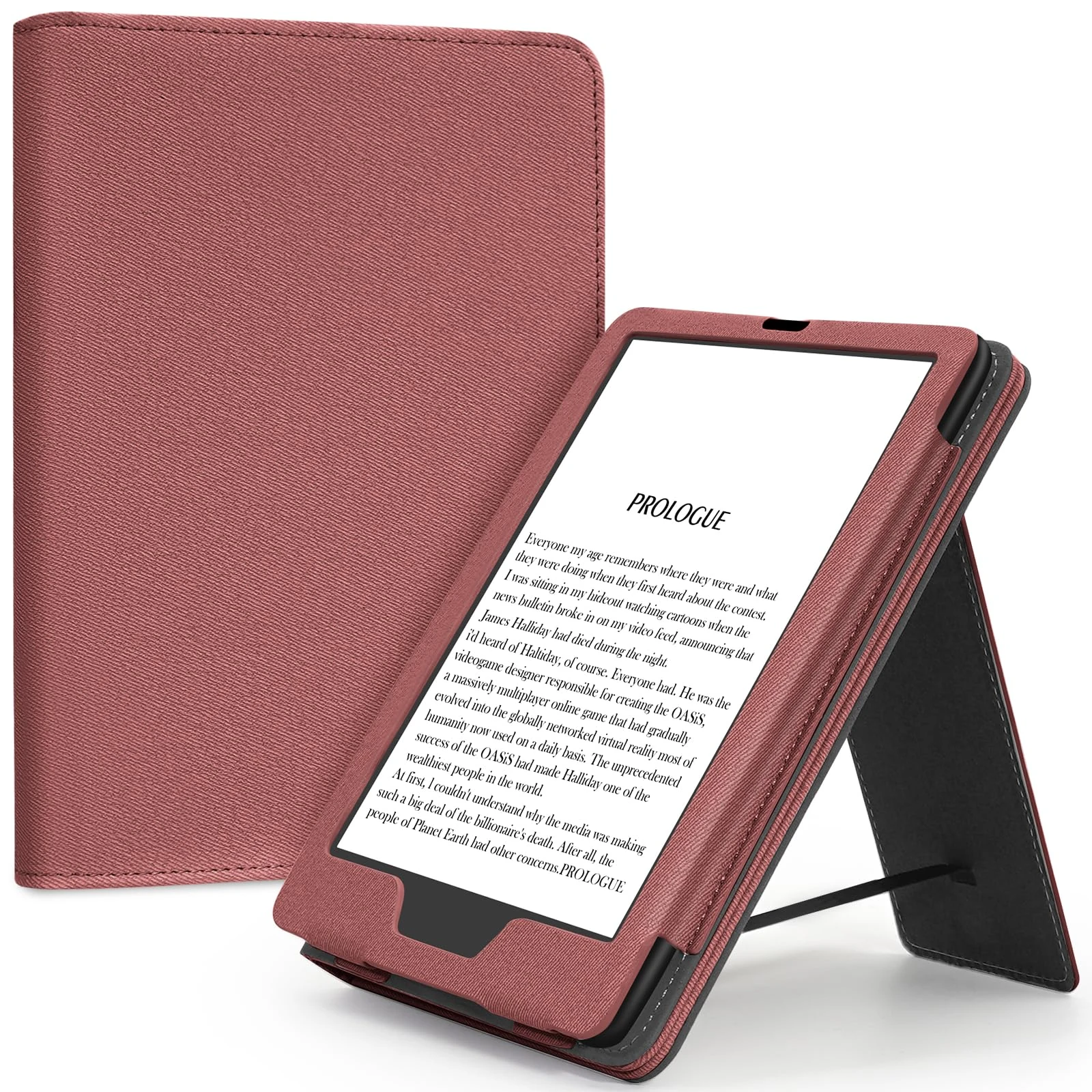 Slim Case for 7"/6.8" Kindle Paperwhite with Hand Strap(12th/11th Generation 2024/2021) and Kindle Colorsoft Signature Edition,Stand Cover and Card Slot,Premium PU Sleeve with Auto Wake/Sleep,Burgundy