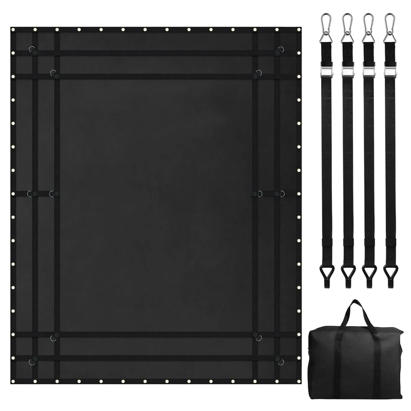 VEVOR Cargo Net, 120 in x 105 in, Heavy Duty Truck Cargo Net for Truck Bed, 4 Adjustable Straps with Carabiners and Rubber Coated Hooks, Durable, Suitable for Pickup, Jeep, Truck, SUV, Boat (Black)