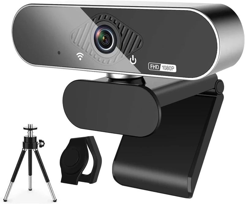 Siottw Webcam for PC, Full HD 1080P Web Camera with Microphone, 110° Wide-Angle Webcam for Streaming and Video, Recording, Compatible with PC/Laptop Skype/Studio/Zoom/Facetime