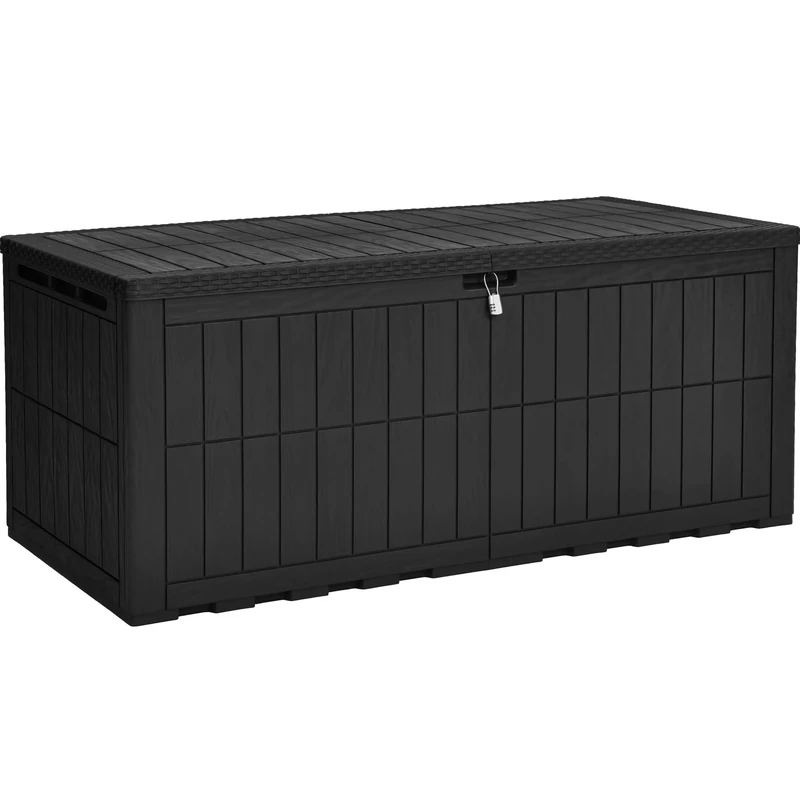 YITAHOME Outdoor Storage Box 833L Waterproof Deck Box for Garden Tools, Patio Cushions, and Pool Accessories, Lockable, Easy Assembly, Versatile Bench or Table (Black) - Image 1