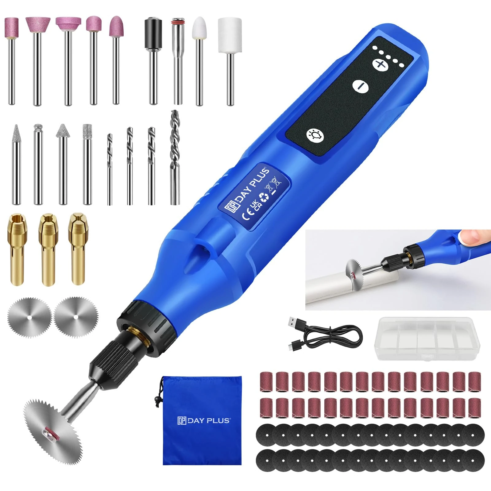 Cordless Rotary Tool Rechargeable with 1.5 Ah Li-ion Battery, 5-Speed 3000-18000 RPM, USB Charging, 80 Accessories, Multi Tool for Sanding, Polishing, Drilling, Etching, Engraving, DIY Crafts