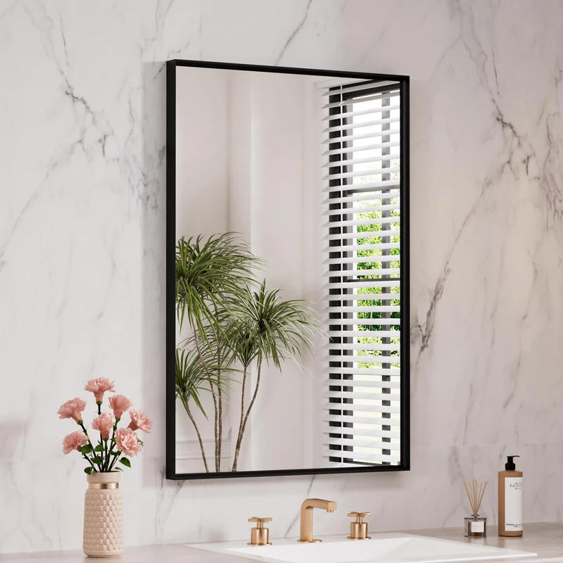 LOAAO Black Bathroom Mirror 28"X32"