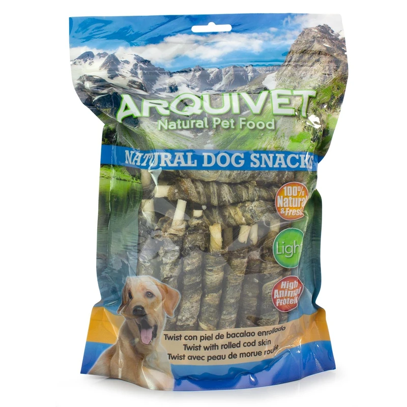 Arquivet - Twist with Cod Skin Rolled - 13cm (1kg) - Natural Dog Snacks