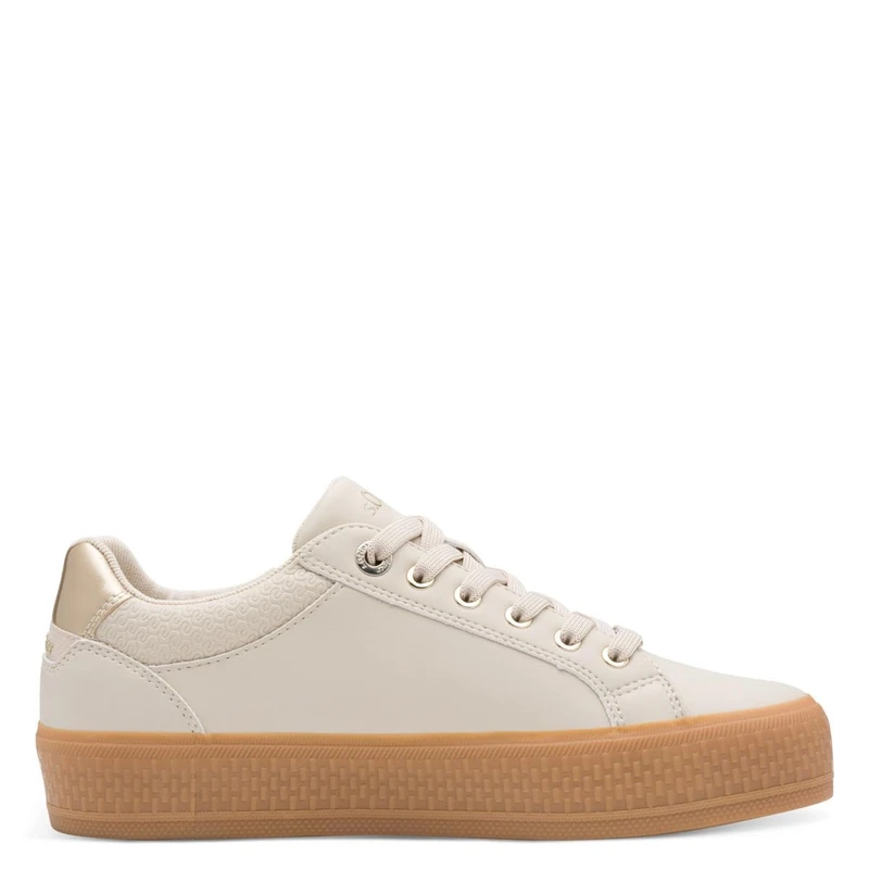 s.Oliver Women's Flat Trainers with Zip Casual Beige (Cream), 37 EU - Image 1