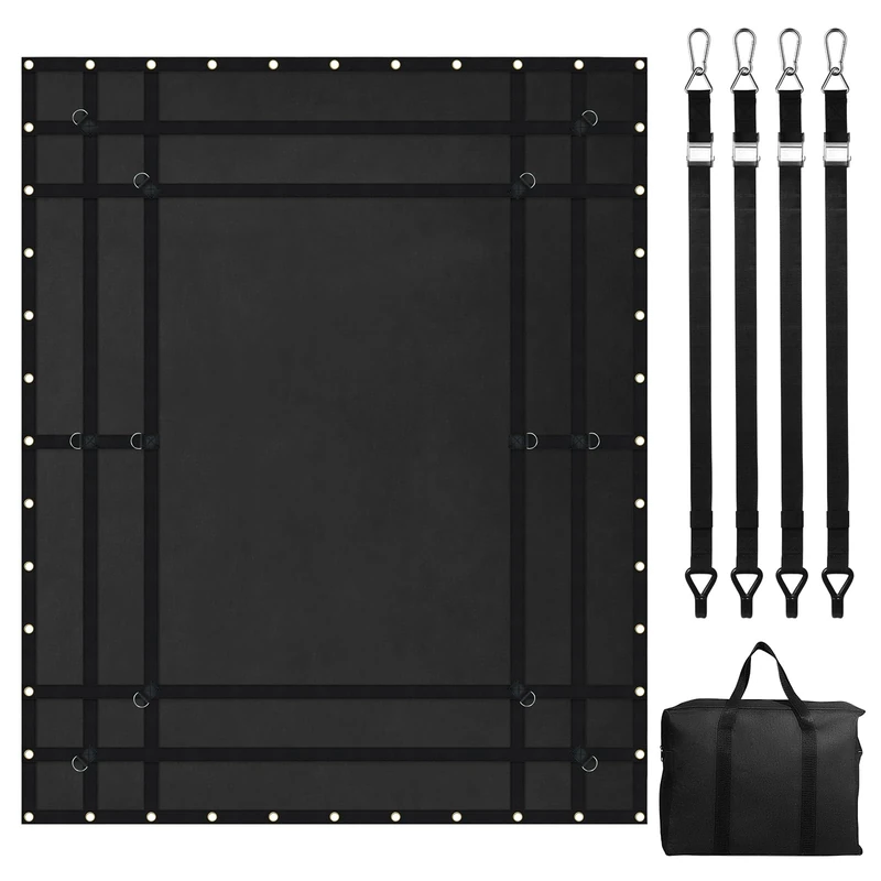 VEVOR Cargo Net, 96 in x 81 in, Heavy Duty Truck Cargo Net for Truck Bed, 4 Adjustable Straps with Carabiners and Rubber Coated Hooks, Durable, Suitable for Pickup, Jeep, Truck, SUV, Boat (Black)