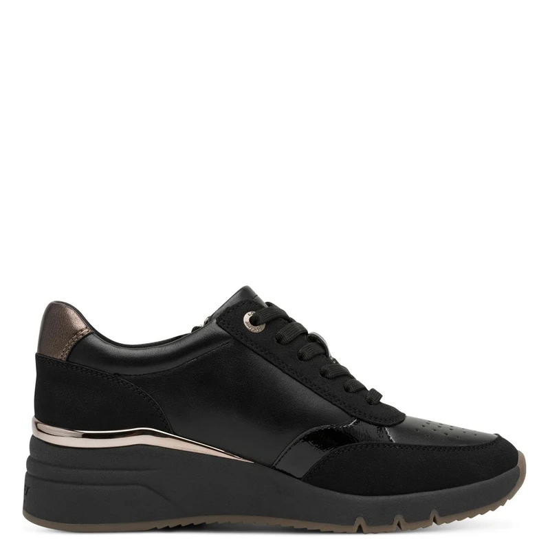 s.Oliver Women's Lace Up Wedge Trainers with Zip, Black (Black Comb.), 38 EU