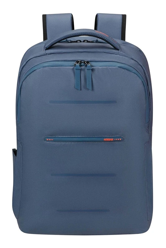 American Tourister Urban Groove UG11 - Laptop Backpack 15.6" (50 cm) - Business & School Backpack with USB Port, RFID Card Compartment, Reflective Rain Cover, 23L - Blue/Orange (Navy/Orange)