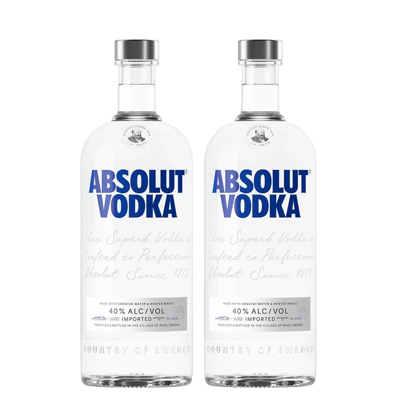Absolut Original Swedish Vodka, 1L (Pack of 2)