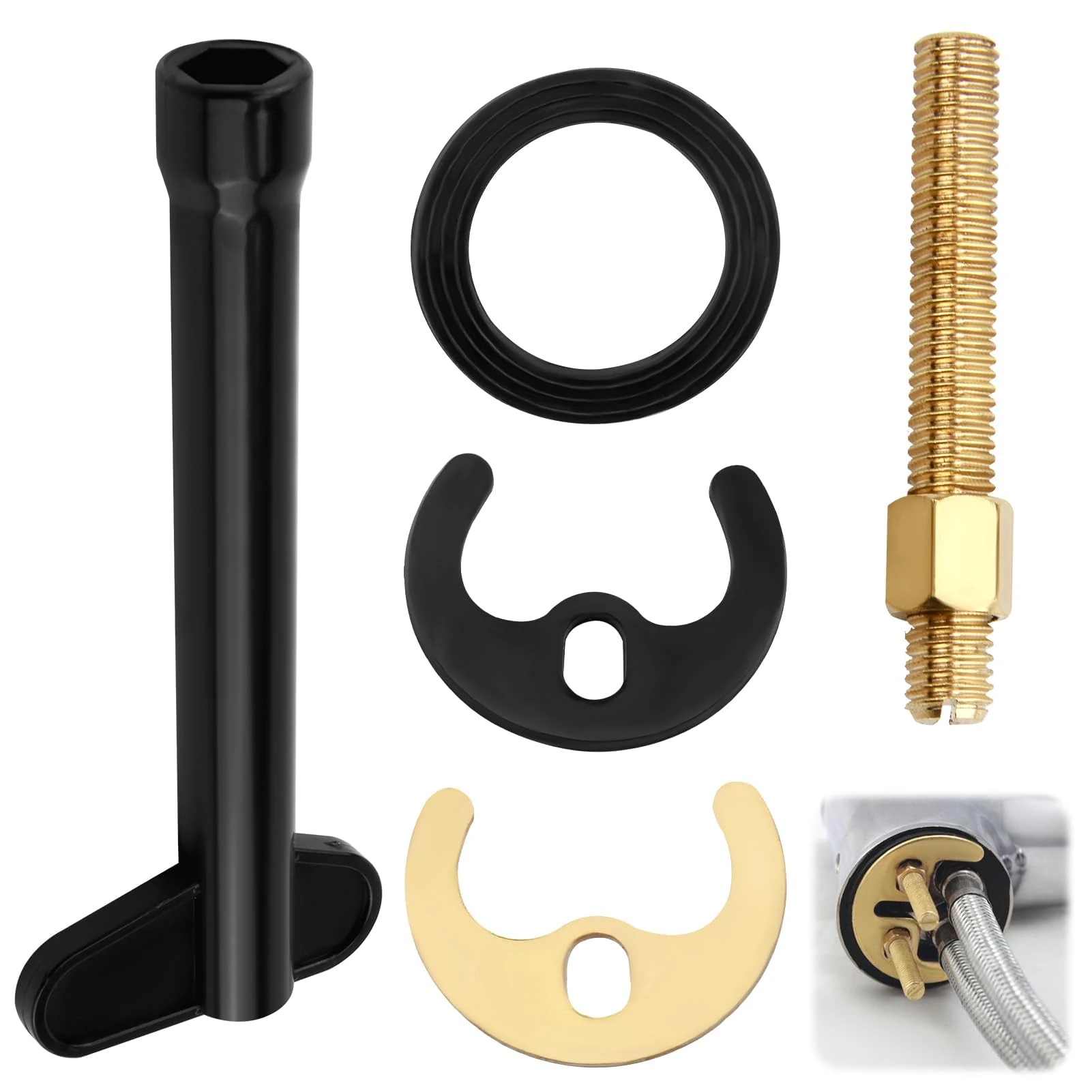 5Pcs Monobloc Tap Fixing Kit Single Hole Hot and Cold Water Monobloc Tap Bolt Tap Faucet Fixing Fitting Nut Kit Horseshoe Installation Fastening Accessories for Bathroom Basin Kitchen Sink Mixer