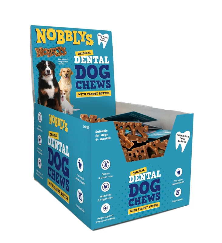 Nobblys Dog Treat Dental Chew Tough Brush Natural Treat For Dogs Dental Sticks Long Lasting Vegetarian Peanut Butter Chews, 35 x 50g