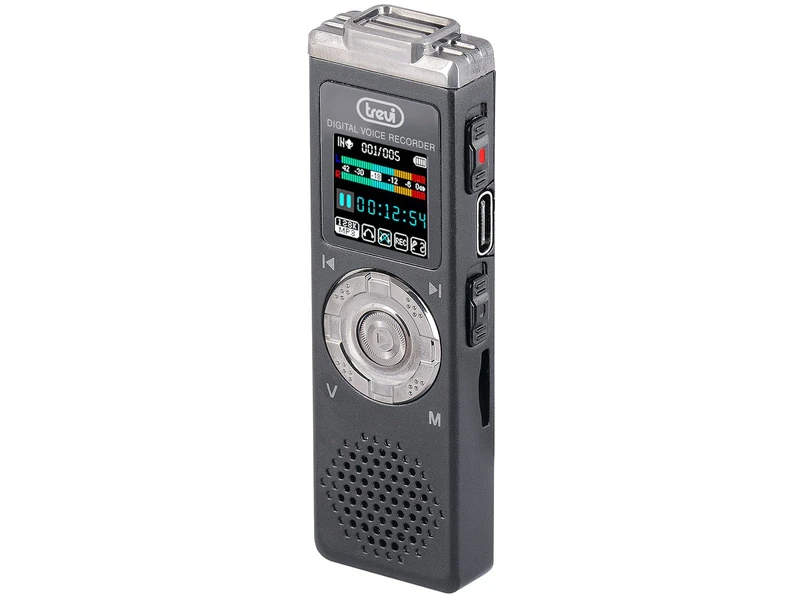 Trevi DR 437 SA2 Mini Voice Recorder with 8GB Internal Memory, Recording Up to 580h, Internal Rechargeable Lithium Battery