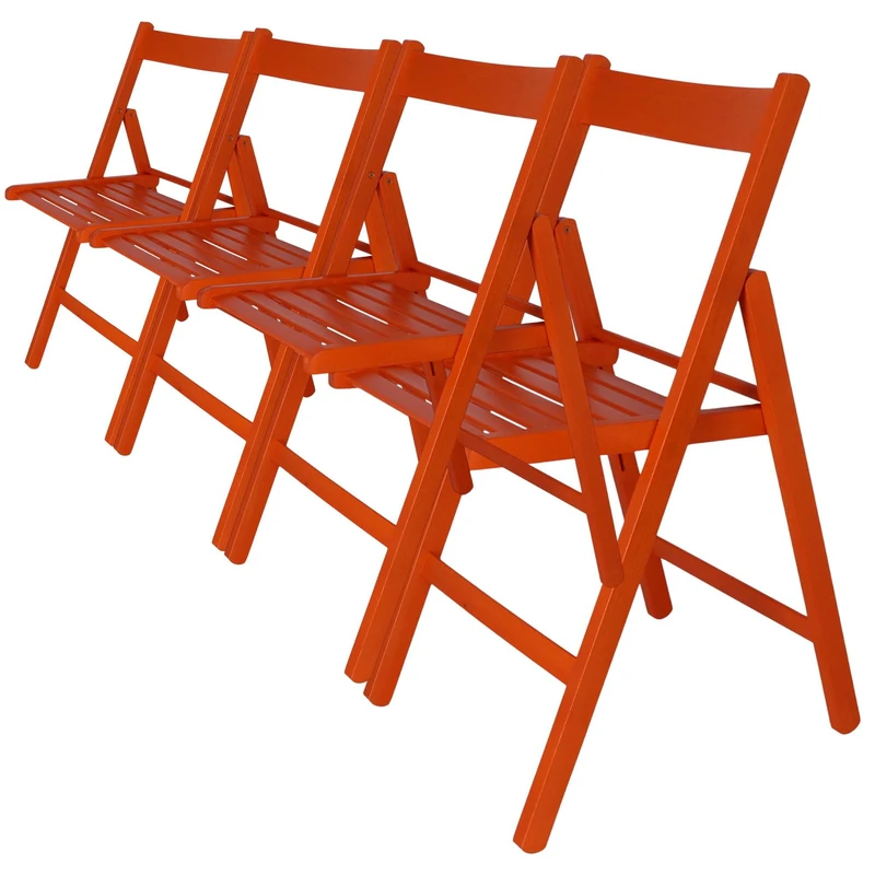 WELL HOME MOBILIARIO & DECORACIÓN - Pack of 4 BAS chairs in beech wood, red finish - Image 1
