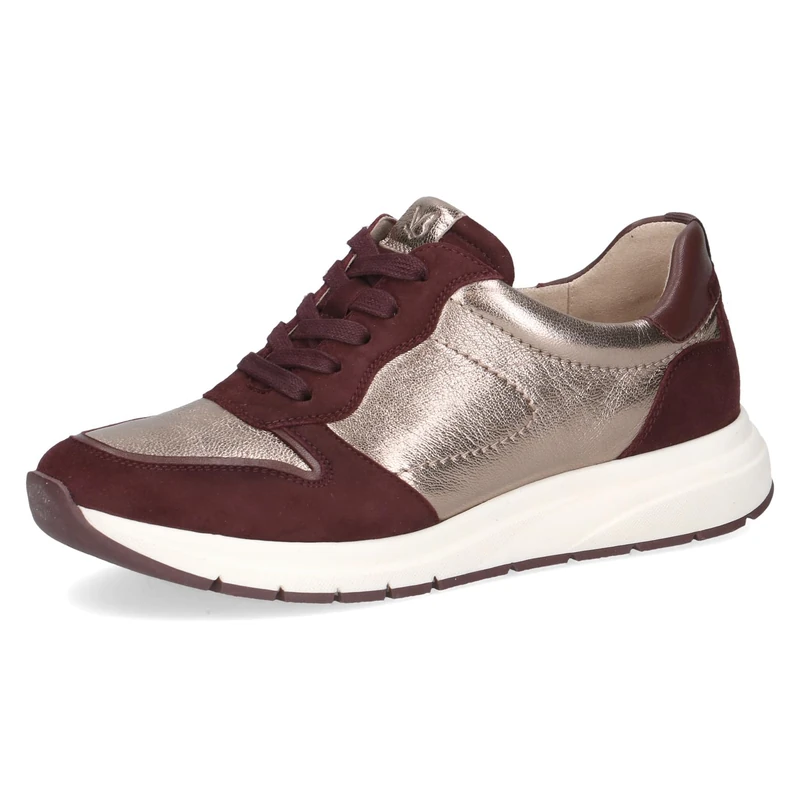 CAPRICE Women's Low-top Leather Sneakers with Laces, Red (Bordeaux Comb), 6.5 UK
