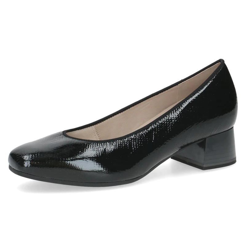 CAPRICE Comfort Women Pumps Leather Extra Width H, Black (Black Snake), 7 UK - Image 1