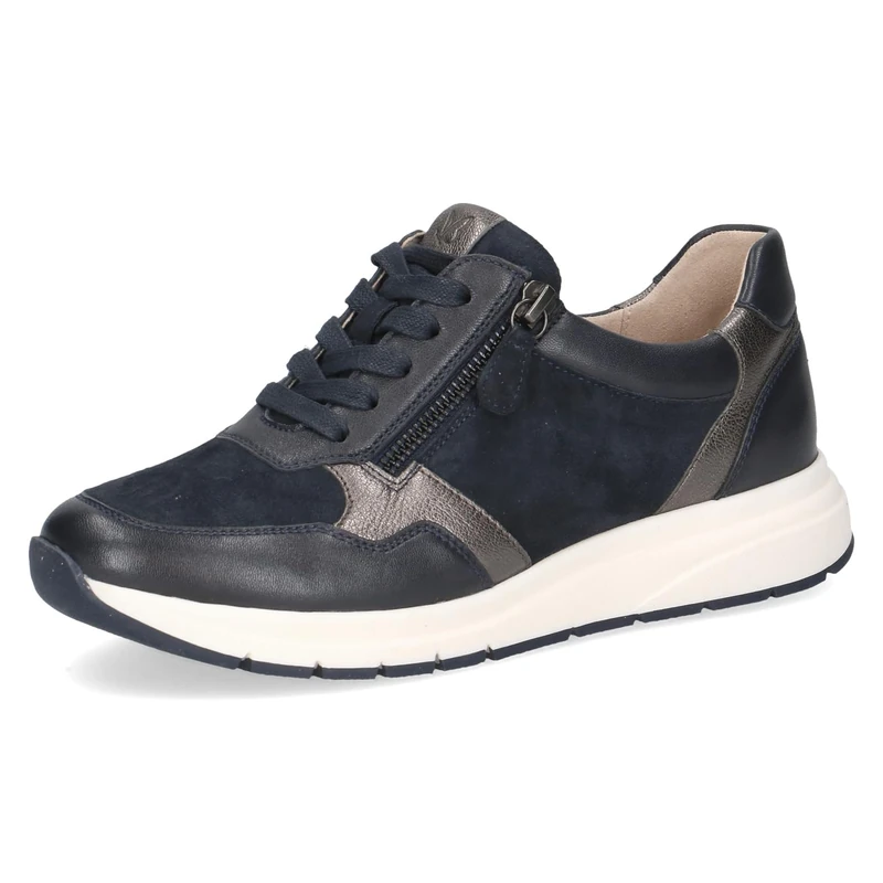 CAPRICE Women's Low-top Leather Sneakers with Removable Footbed, Blue (Ocean Comb), 7.5 UK