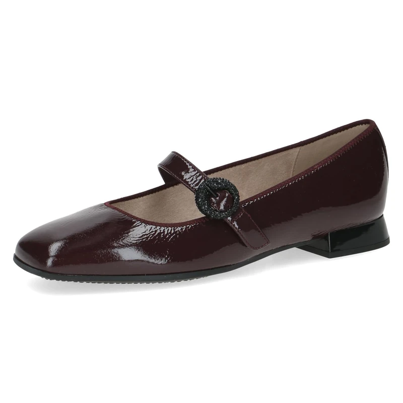 CAPRICE Women Ballet Flats Leather Low Heel, Red (Bord. Naplak), 6 UK