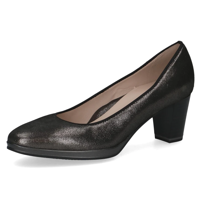 CAPRICE Women Pumps Leather Elegant, Silver (Dk Grey Metal.), 6.5 UK - Image 1