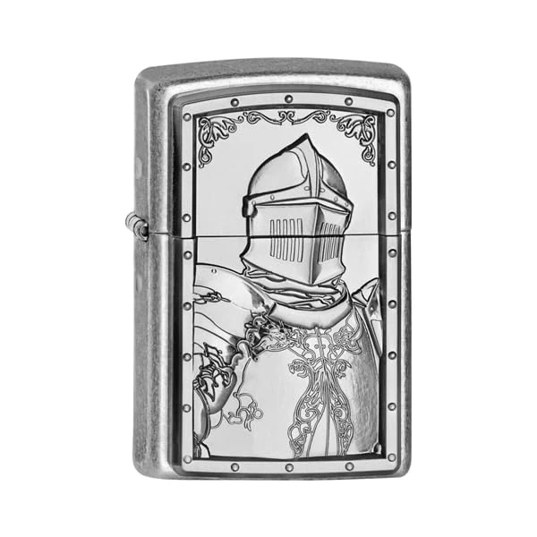 Zippo Windproof Lighter - Knight's Tale, Antique Silver, Emblem - Refillable - Reusable - Windproof Design - Gift Box - Made in USA