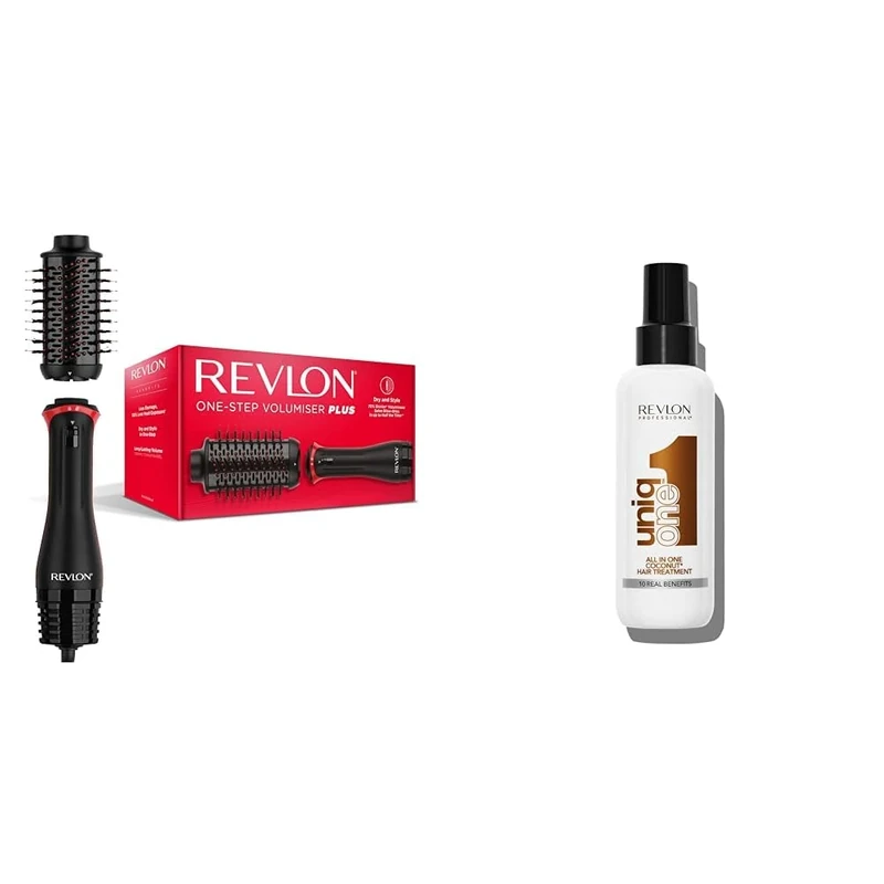 Revlon Exclusive Bundle - One-Step Volumiser Plus & Uniqone Hair All-in-One Hair Treatment Coconut fragance 150ml