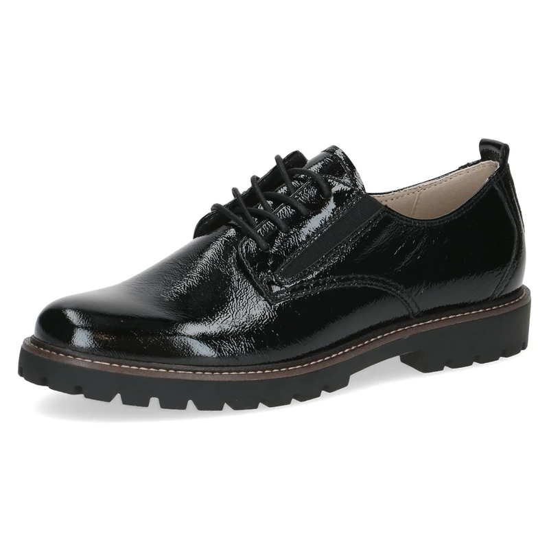 CAPRICE Women's Elegant Leather lace-up Shoes, Black (Black Naplak), 7.5 UK