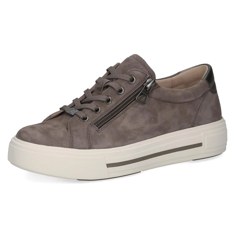 Caprice Women's Low-top Leather Sneakers with Zipper, Brown (Dk Taupe Suede), 5 UK