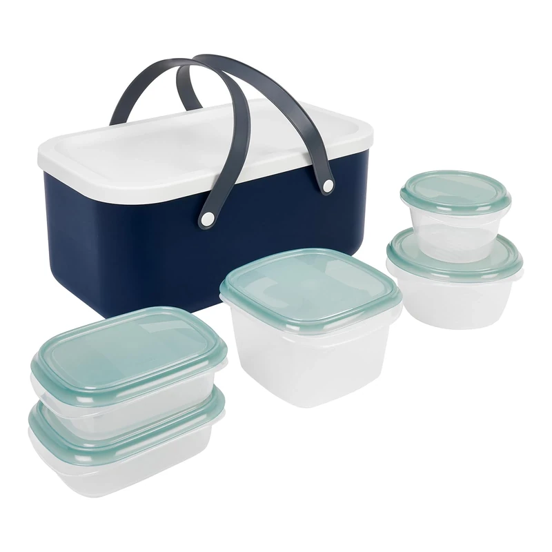 Rotho Ruma 6-piece picnic set RUMA, Plastic (PP) BPA-free, blue, (47.8 x 29.4 x 20.0 cm)