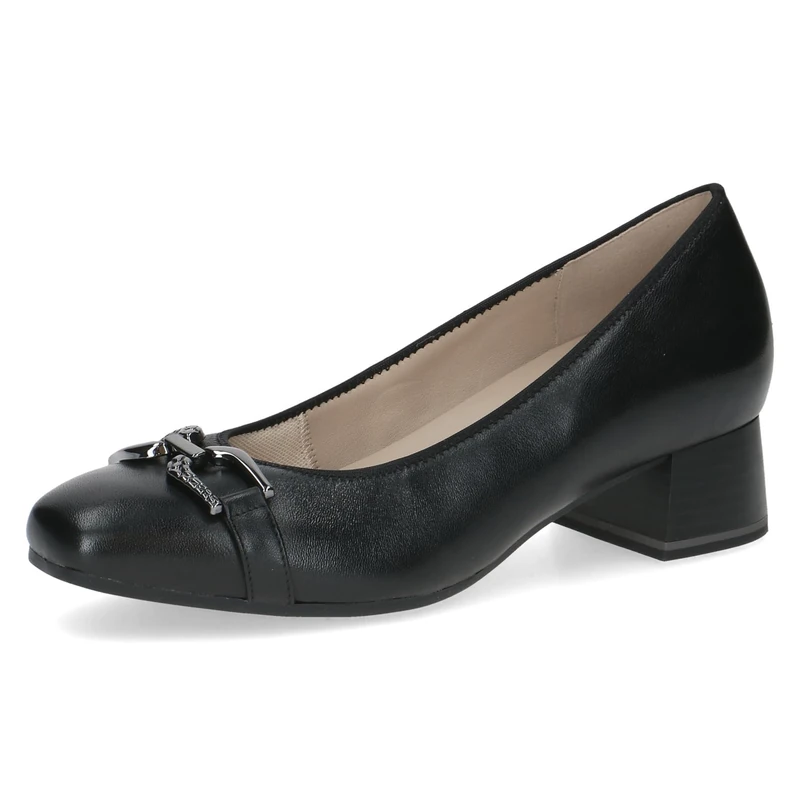 CAPRICE Comfort Women Pumps Leather Extra Width H, Black (Black Nappa), 5.5 UK