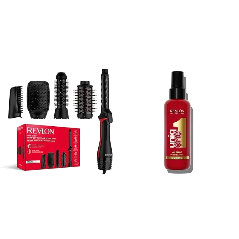 Revlon Exclusive Bundle - One-Step Blow-Dry Multi Air Styler 5-in-1 & Uniqone Hair All-in-One Hair Treatment Classic fragance 150ml