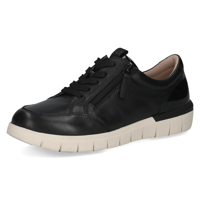 CAPRICE Comfort Women's Low-top Leather Sneakers Extra Width H, Black (Black Comb), 4 UK - Image 1