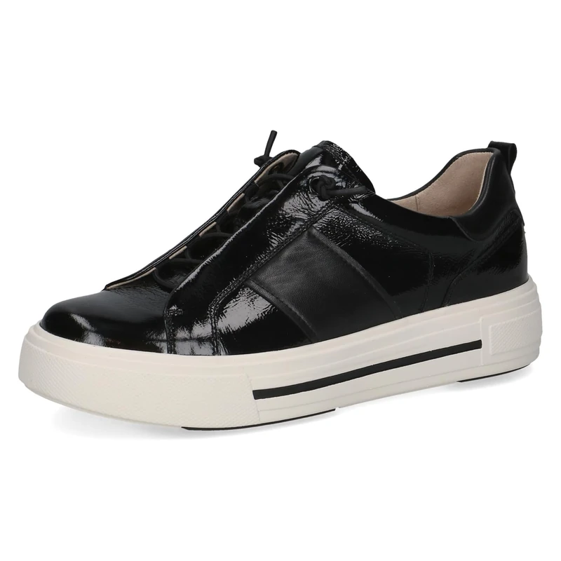 CAPRICE Women's Low-top Leather Platform Sneakers, Black (Black Comb), 6.5 UK