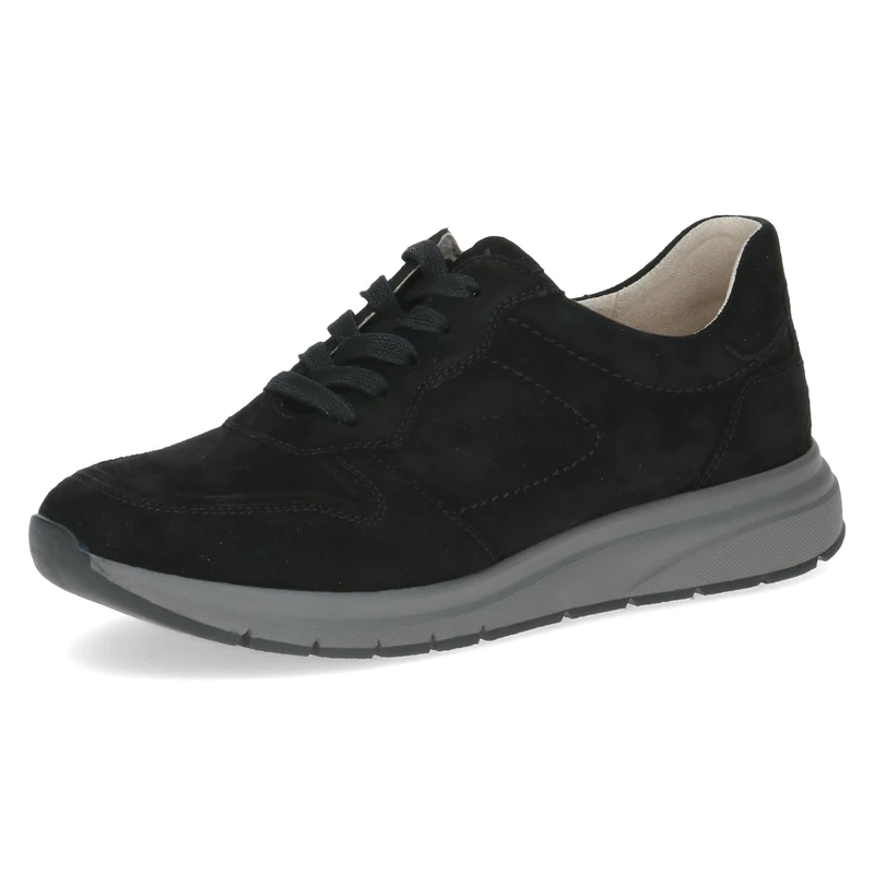 CAPRICE Women's Low-top Leather Sneakers with Laces, Black (Black Suede), 6 UK