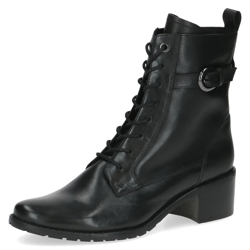 CAPRICE Women's leather ankle boots small heel, Black (Black Nappa), 5 UK