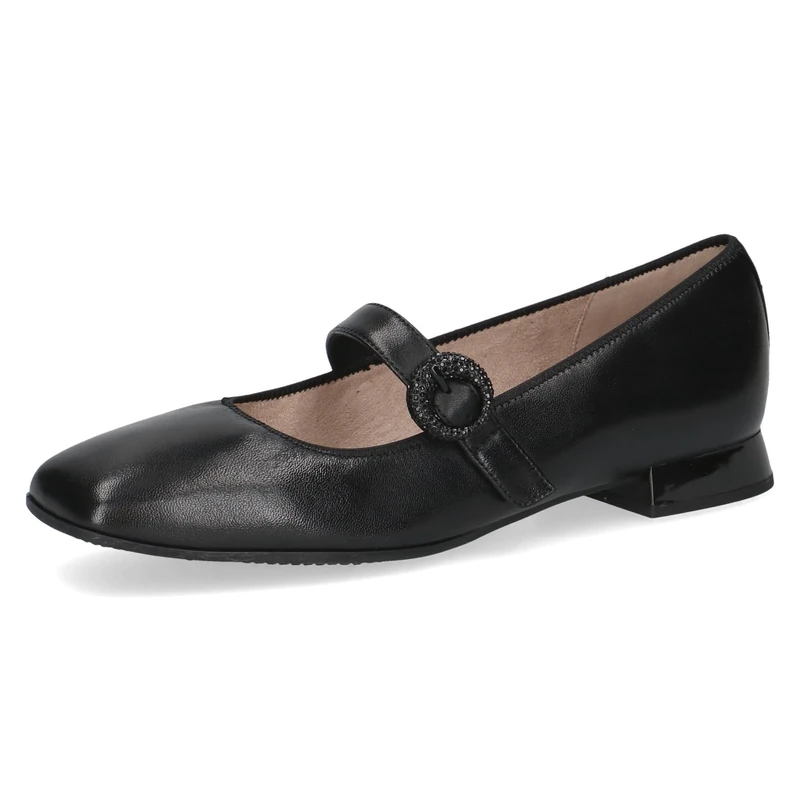 CAPRICE Women Ballet Flats Leather Low Heel, Black (Black Nappa), 5 UK