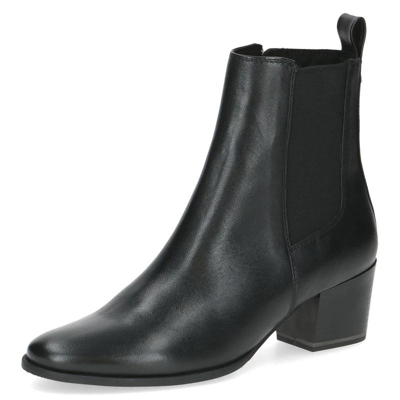 CAPRICE women's ankle boots round toe with block heel, Black (Black Nappa), 5.5 UK