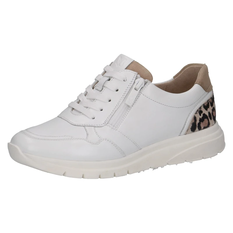 CAPRICE Women's Low-top Leather Sneakers with Zipper, White (Offwhite Comb), 6 UK