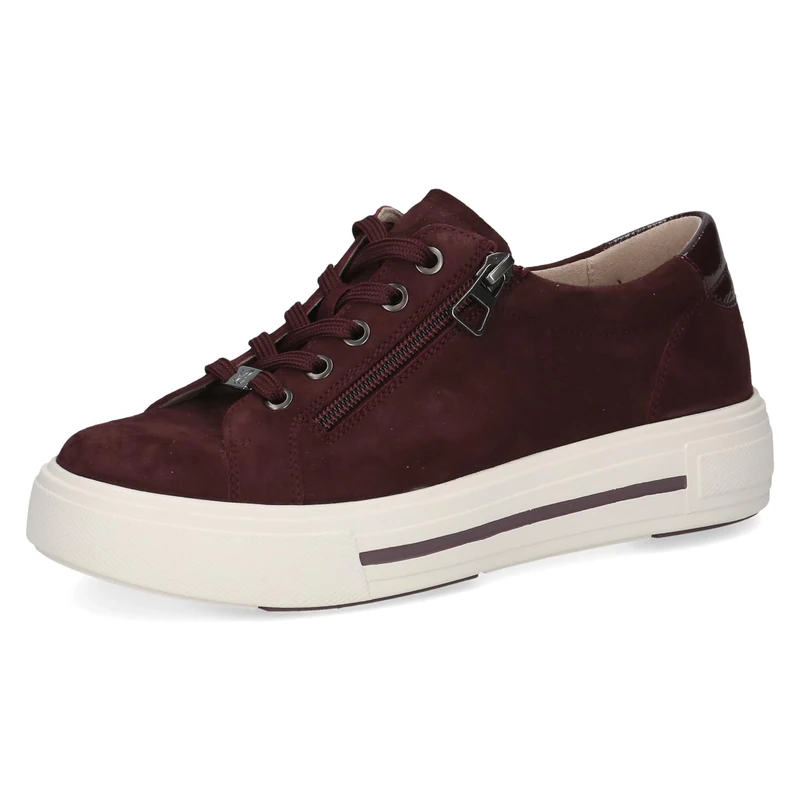 CAPRICE Women's Low-top Leather Sneakers with Zipper, Red (Bordeaux Suede), 7 UK