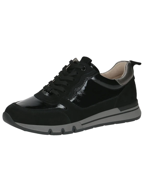 CAPRICE Comfort Women's Low-top Leather Sneakers Extra Width H, Black (Black Comb), 4 UK