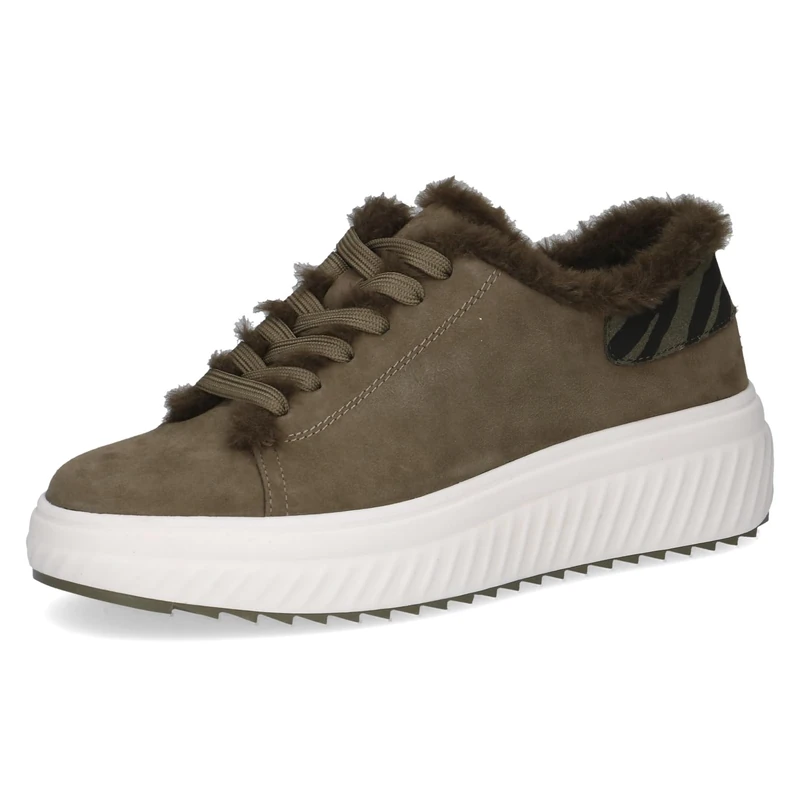 CAPRICE Women's Low-top lace-up Sneakers with Removable Footbed, Green (Khaki Comb), 4 UK